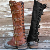Medieval Armour Half Chaps Lace Up Buckle Shoes Boots Covers Men Women LARP
