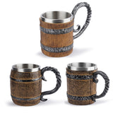 Medieval Wooden Beer Barrel Style Beer Mugs Double Wall Insulated