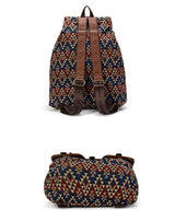 Boho Backpack Canvas Rucksack Faux Leather