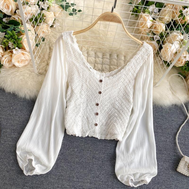 Not Ya Nana's Chiffon Sleeve Crochet Cotton Boho Blouse