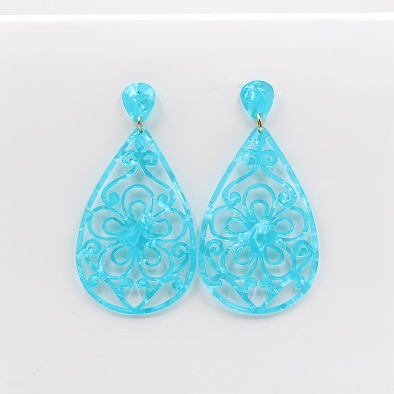 Brincos Flamencos Acetic Acid Plate Colourful Teardrop Earrings