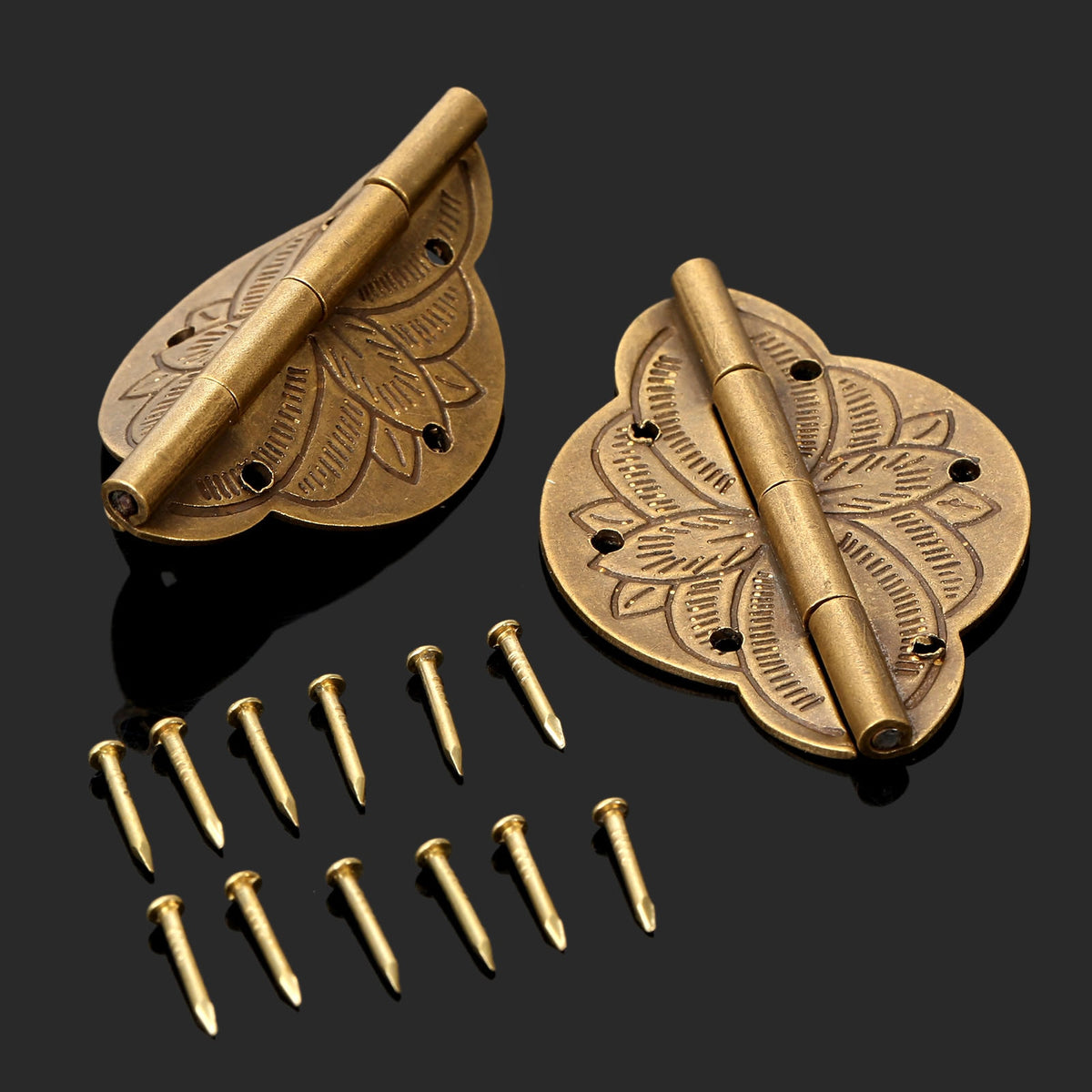 2Pcs Brass Hinges Cabinet Cupboard Door Treasure Box Decorative Hinges