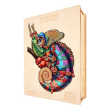Steampunk Chameleon Lizard Wooden Jigsaw Puzzles - Wooden Gift Box