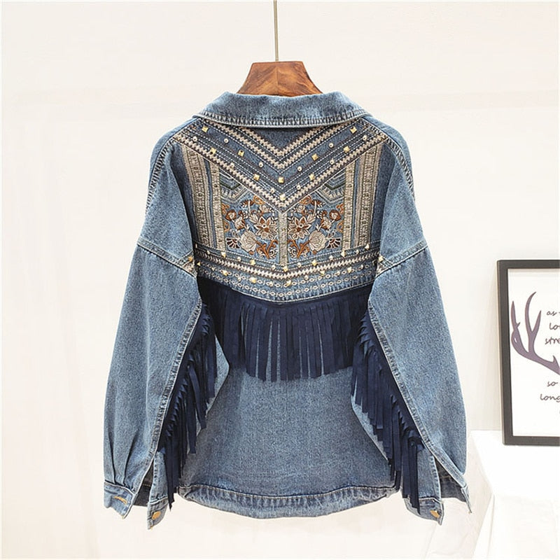 Florence Embroidered Tassel Denim Jacket