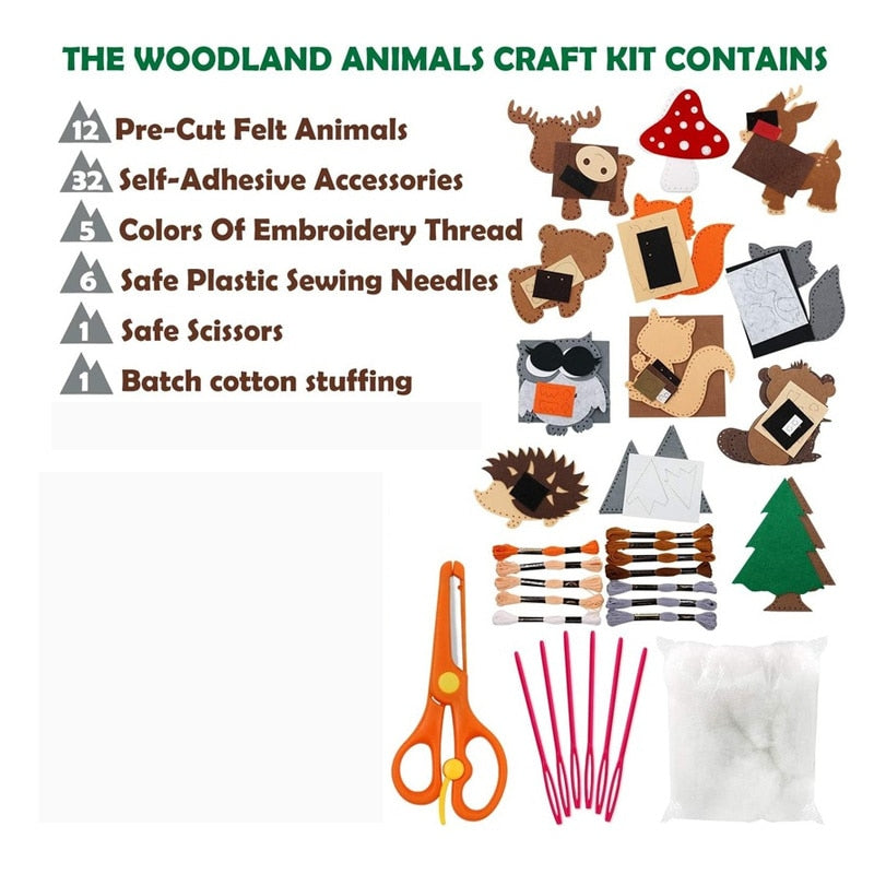Woodland Animals DIY Felt Craft Sewing Kits For Kids