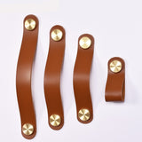Brass and Italian Vegetable Leather Cabinet Drawer Pulls Furniture Handles