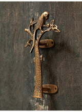 Parrot in a Tree Brass Door Pull Handmade Hardware