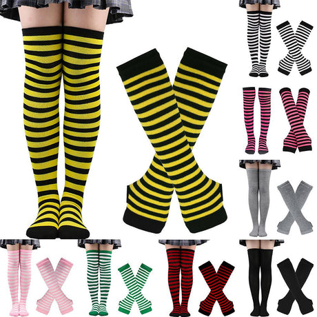 Sanderson Sisters Striped Cotton Socks and Fingerless Gloves Sets