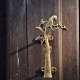Parrot in a Tree Brass Door Pull Handmade Hardware