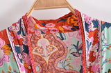Boho Vintage Floral Print Short Kimono Wrap Tops