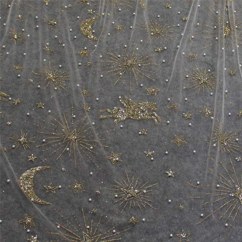 Pearls and Glitter Gold Dust Short Bridal Veil with Comb