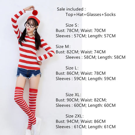 Where's Wally Costume Book Week Outfit Stripe Shirt Hat Glasses