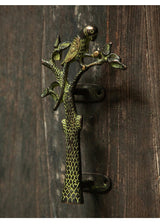 Parrot in a Tree Brass Door Pull Handmade Hardware