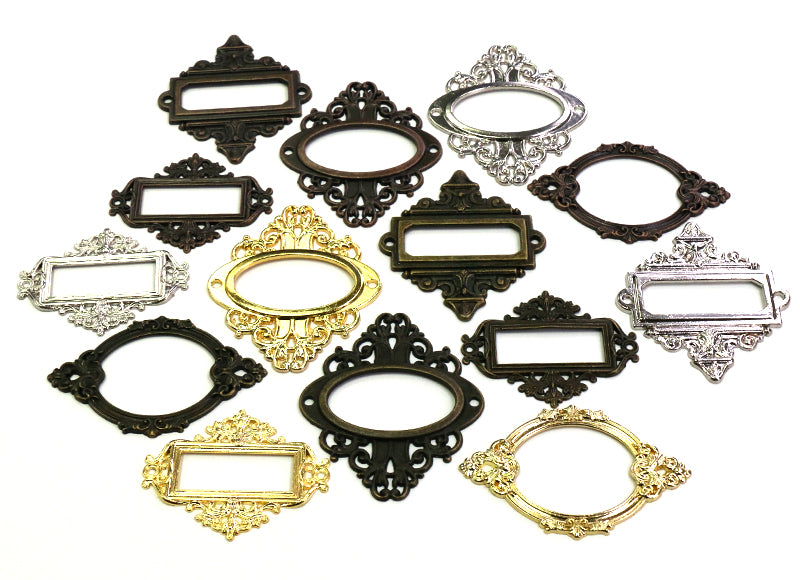 5pcs Antique Medicine Drawer Cabinet Label Frame Card Holders