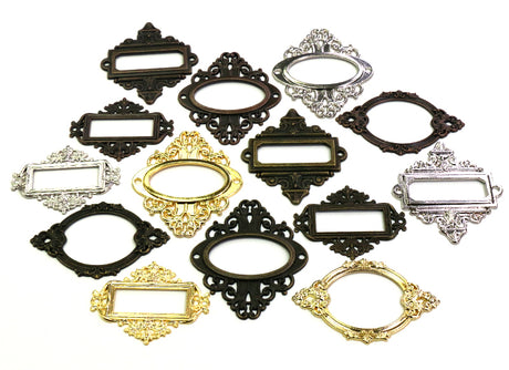 5pcs Antique Medicine Drawer Cabinet Label Frame Card Holders