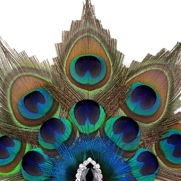 Deco Crystal Peacock Feather Fascinator
