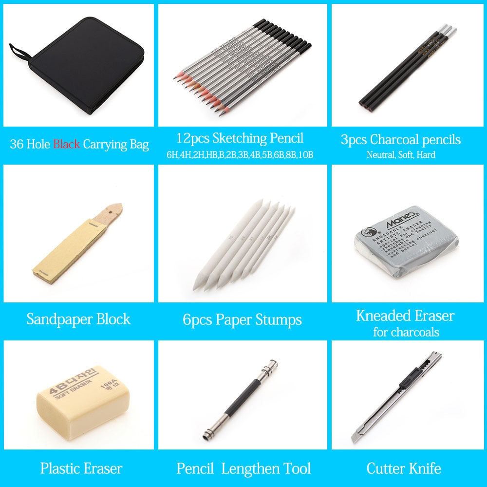 27/39pcs Professional Sketch Tool and Pencil Kits