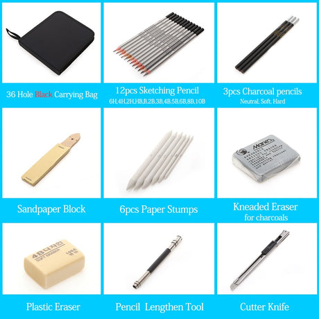 27/39pcs Professional Sketch Tool and Pencil Kits
