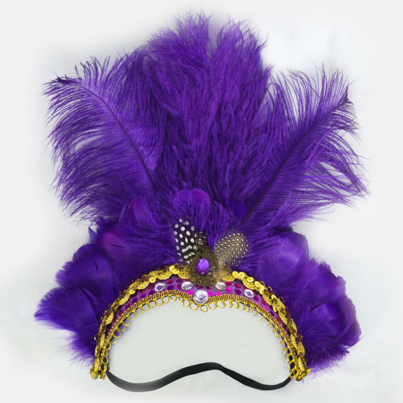 LED Light Carnival Feather Headband Mardi Gras Costume