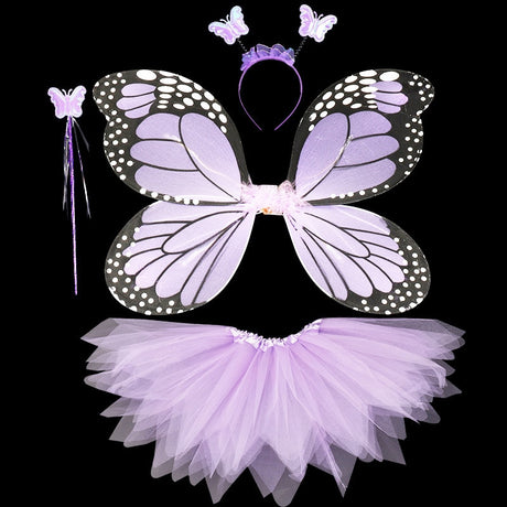 Light Up Butterfly Wings + Wand + Headband + Tutu Skirt Costume