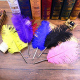 Ostrich Feather Quill Ballpoint Pen 11 Colours