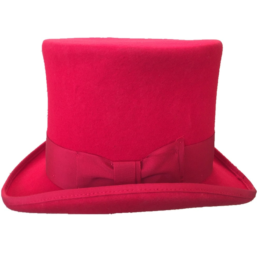 Tall Red Top Hat 18cm Wool Felt