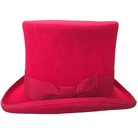 Tall Red Top Hat 18cm Wool Felt