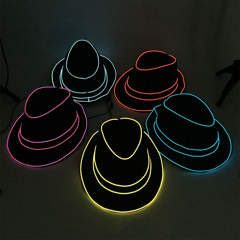 LED Light Up Jazz Hat and Ties Glow Neon Party Costumes