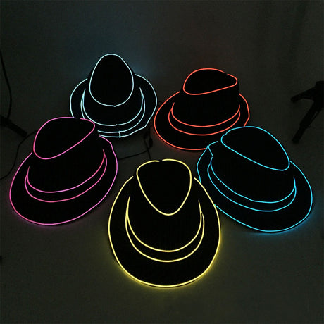 LED Light Up Jazz Hat and Ties Glow Neon Party Costumes