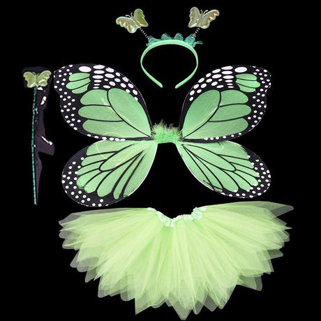 Light Up Butterfly Wings + Wand + Headband + Tutu Skirt Costume