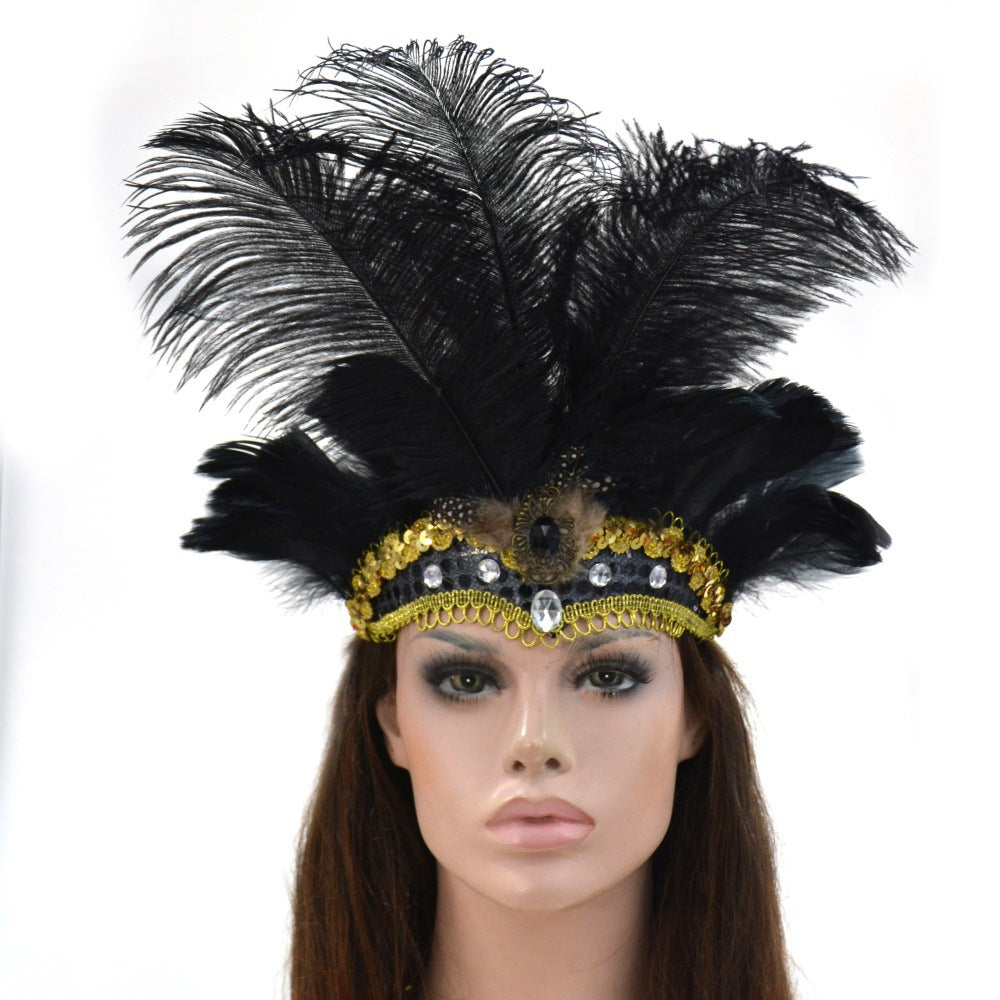 LED Light Carnival Feather Headband Mardi Gras Costume