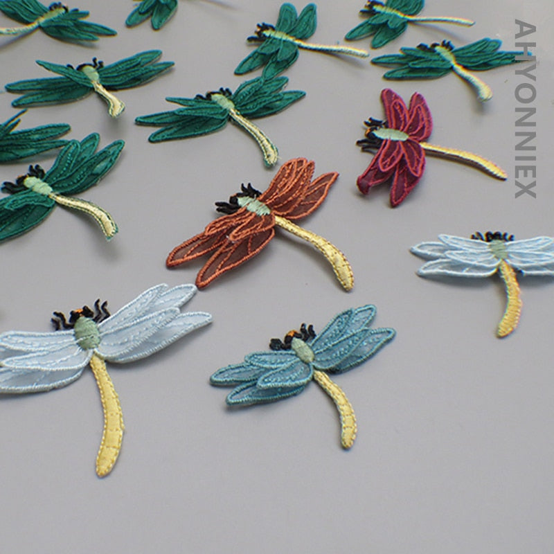 Ten Dragonfly Appliqué Iron On Patches