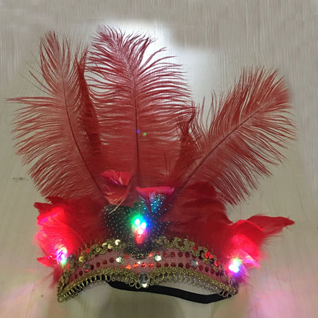 LED Light Carnival Feather Headband Mardi Gras Costume