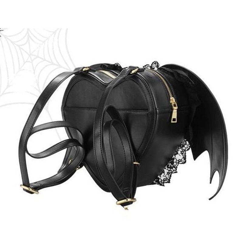 Bat Wings Goth Heart-shaped Backpack