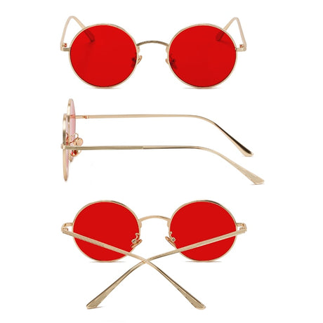 Retro Red Circle Punk Glasses