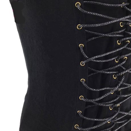 Steampunk Pirate Vest Black Leather Lace Up Sleeveless Top