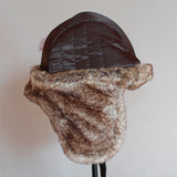 Winter Pilot Aviator Bomber Trapper Hat Faux Fur Leather Snow Cap with Ear Flaps