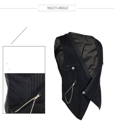 Steampunk Gothic  Victorian Vintage Vest Slim Fit Single Buttons Waistcoat