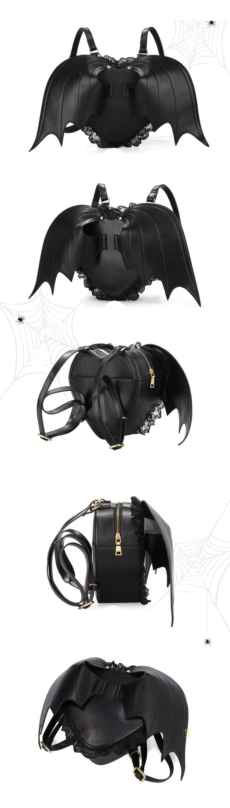Bat Wings Goth Heart-shaped Backpack