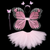 Light Up Butterfly Wings + Wand + Headband + Tutu Skirt Costume