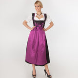 Long Purple Bavarian Traditional Oktoberfest Dirndl Beer Wench Maid Costume