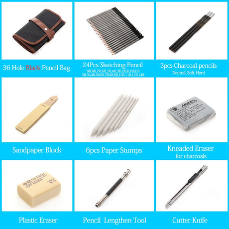 27/39pcs Professional Sketch Tool and Pencil Kits