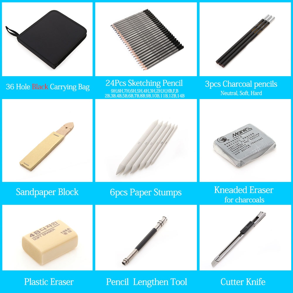 27/39pcs Professional Sketch Tool and Pencil Kits