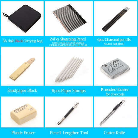 27/39pcs Professional Sketch Tool and Pencil Kits