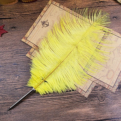 Ostrich Feather Quill Ballpoint Pen 11 Colours