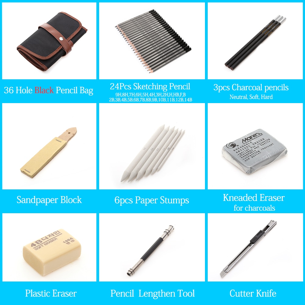 27/39pcs Professional Sketch Tool and Pencil Kits