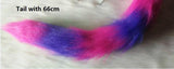 The Cheshire Cat Ears Plush Tail Pink Purple Cat Halloween Cosplay Props Furries Costume