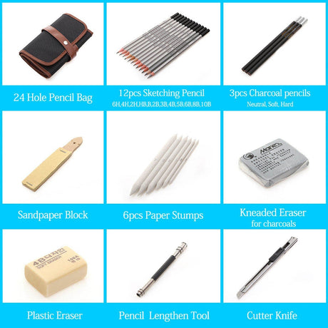 27/39pcs Professional Sketch Tool and Pencil Kits