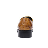 Caramel Croc Rock Mens Metal Tip Genuine Leather Dress Shoes