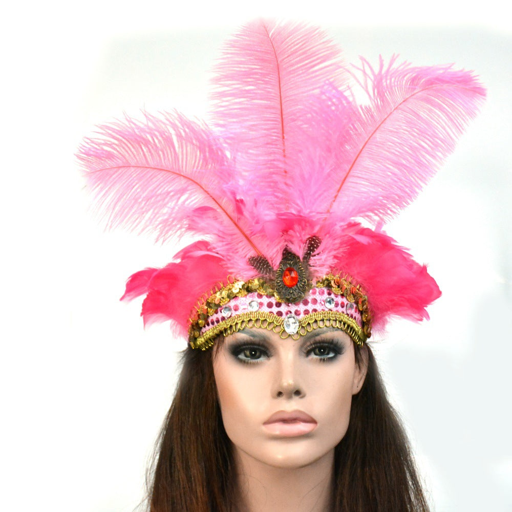 LED Light Carnival Feather Headband Mardi Gras Costume